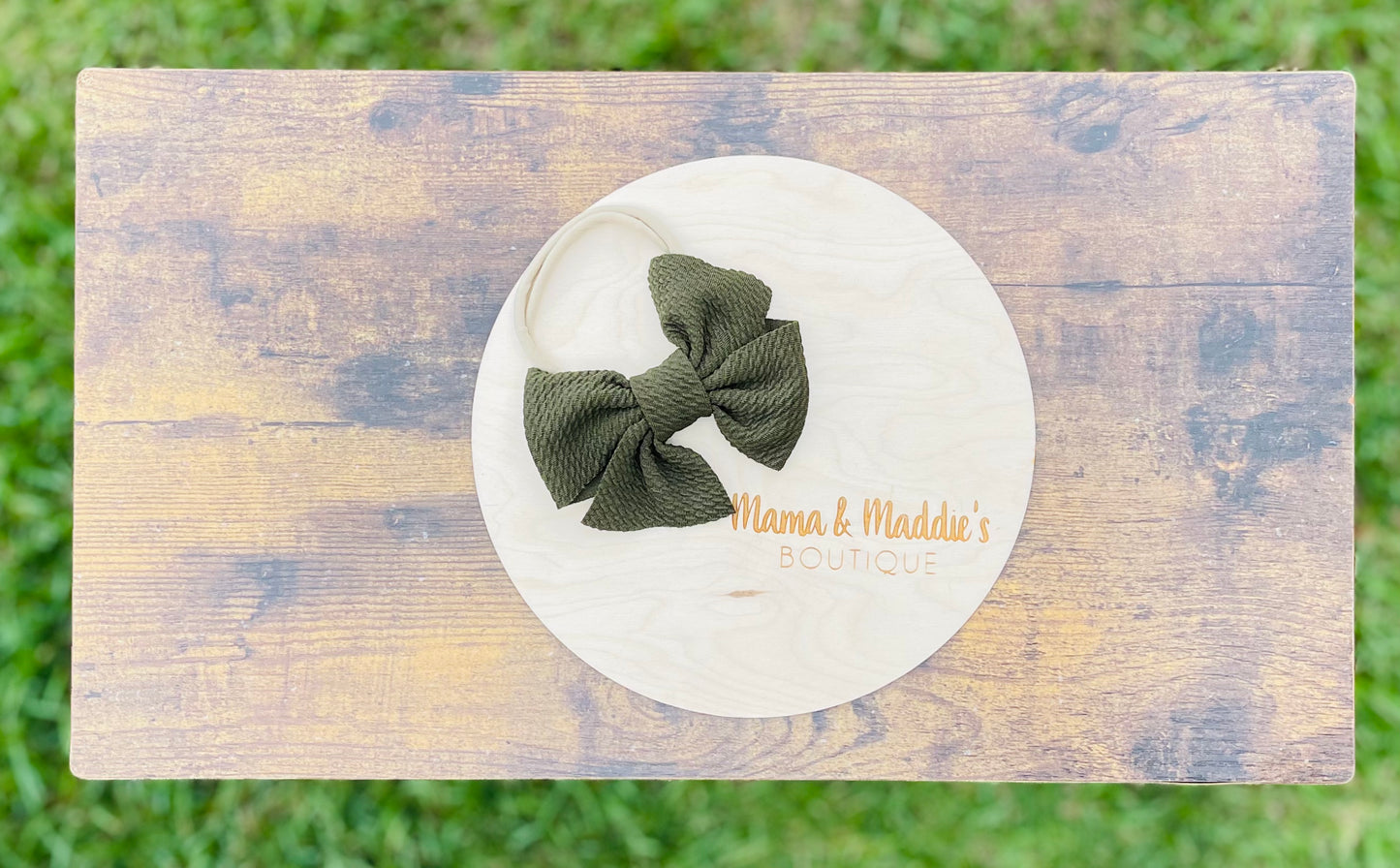 Nylon headbands with pinwheel style bow