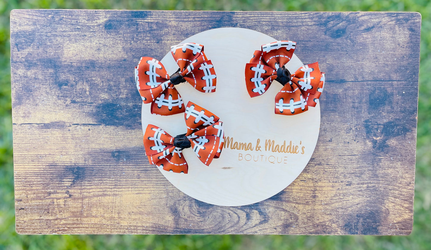 Football themed grosgrain bows