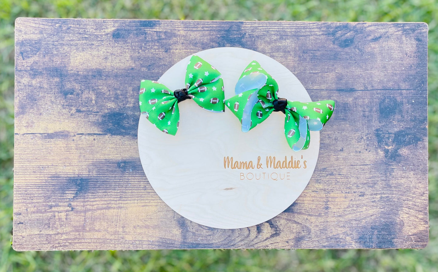 Football themed grosgrain bows