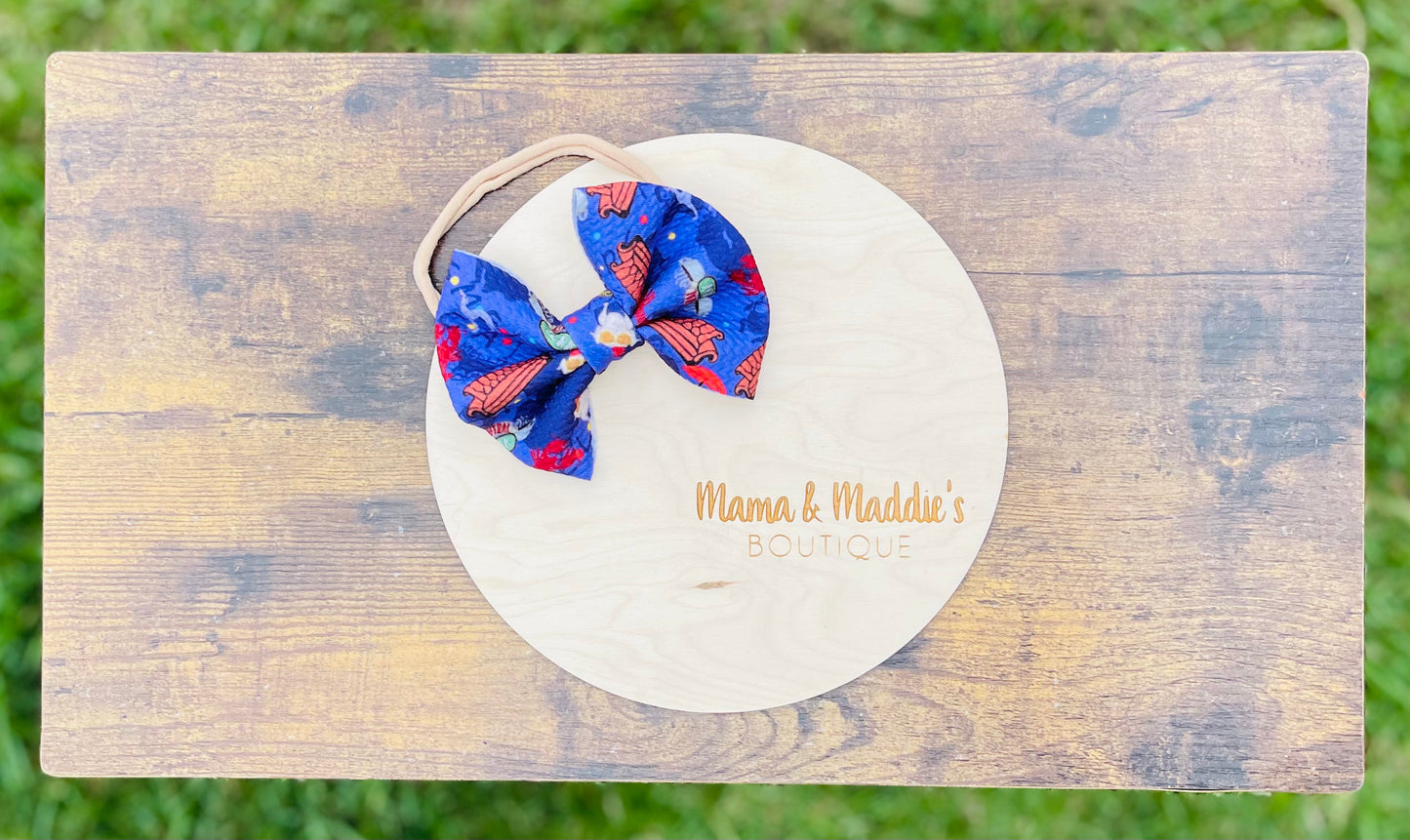 Printed bows on nylon headband