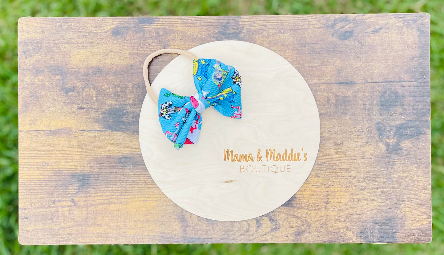 Printed bows on nylon headband