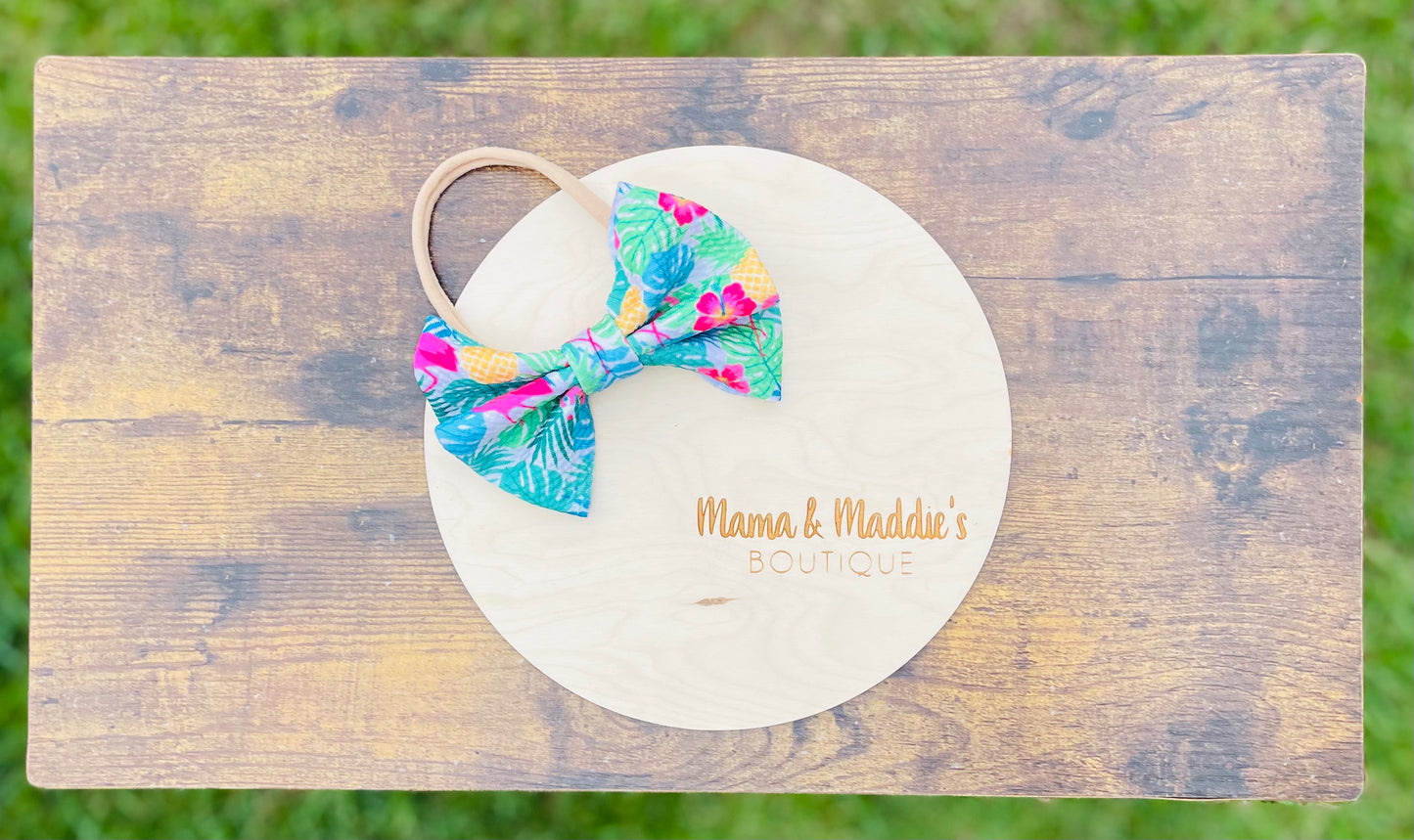 Printed bows on nylon headband