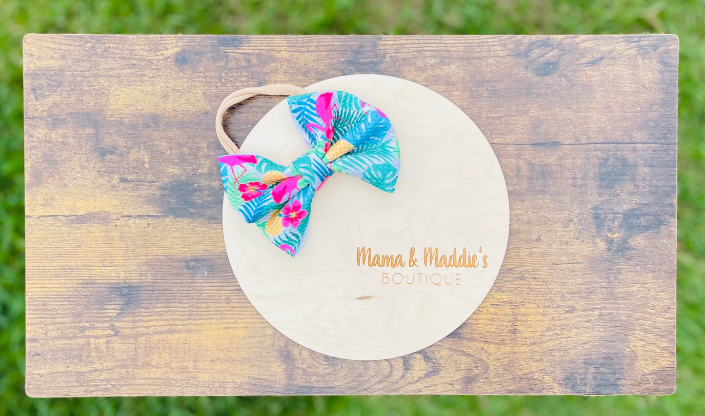 Printed bows on nylon headband