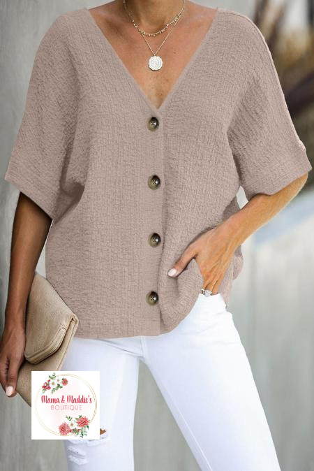 Preslee V Neck Button Down